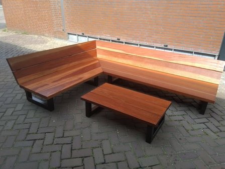 Lounge hoekbank hout staal