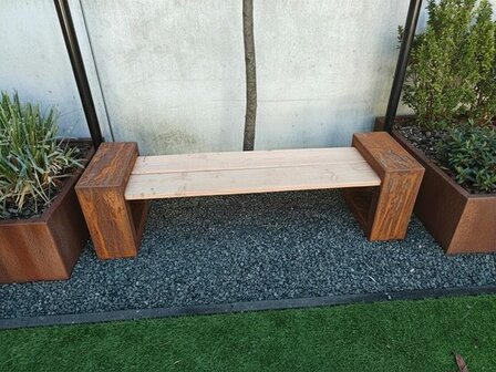 Tuinmeubel cortenstaal hout