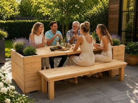 Tafel met bloembakken