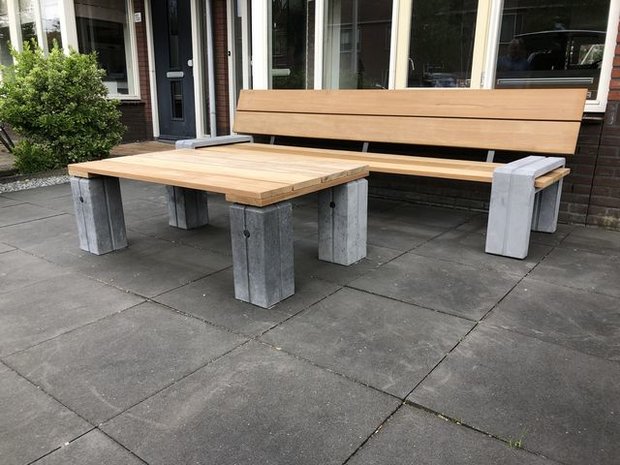 Tuintafel beton hardhout