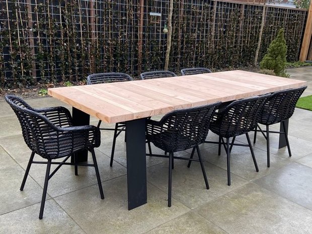 rib Arresteren Inzet Design Tuintafel Hout Staal - TW Maastricht - Tuinwaardig