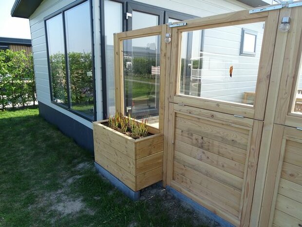 Terrasscherm hout glas