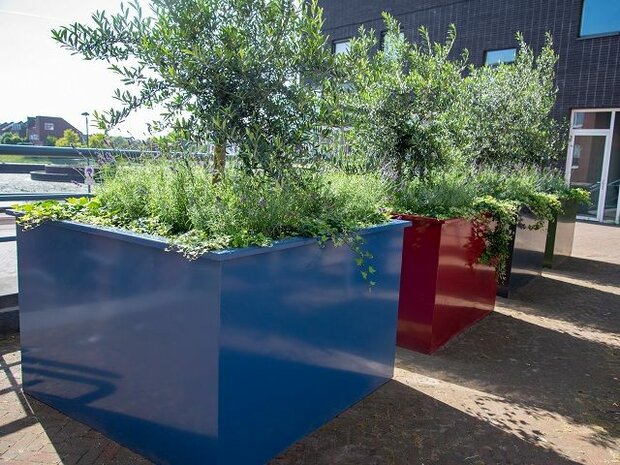 Gekleurde plantenbak van staal
