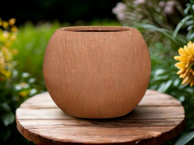 Bolvormige roestlook plantenbak van fiberstone