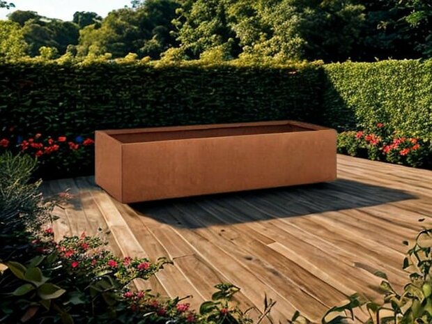 Rechthoekige bruine plantenbak van fiberstone