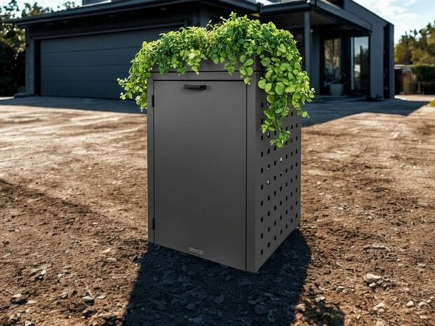 Stalen containerombouw met bloembak