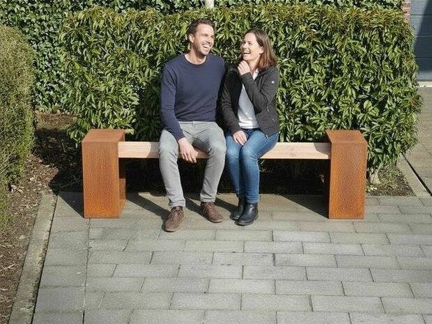 Tuinbank TW Texel Cortenstaal Hout