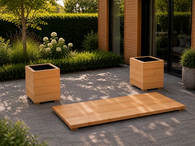 Unieke houten plantentafel voor buiten