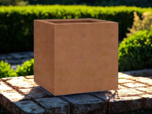 Corten imitatie kubus plantenbak