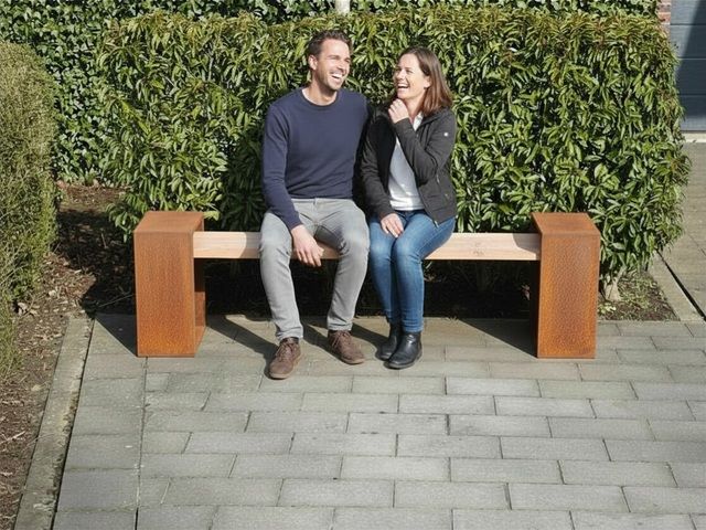 Tuinbank TW Texel Cortenstaal Hout