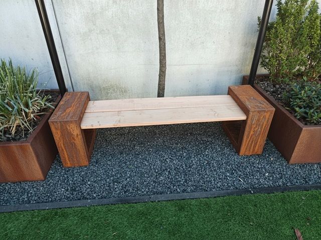 Tuinmeubel cortenstaal hout