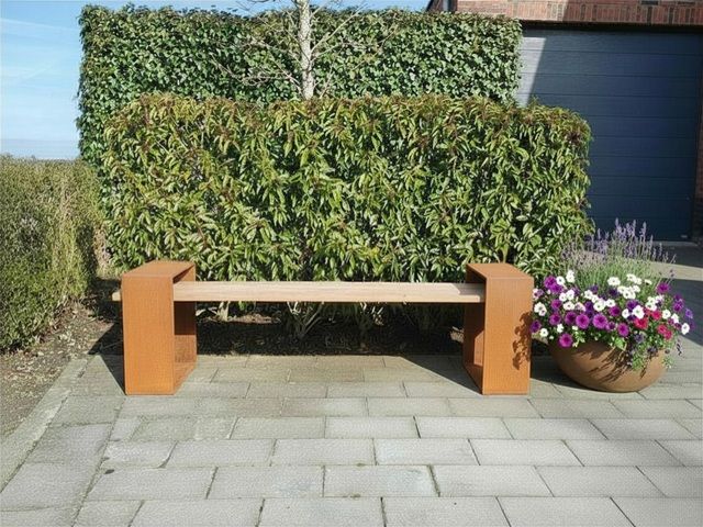 Cortenstalen tuinmeubel met hout