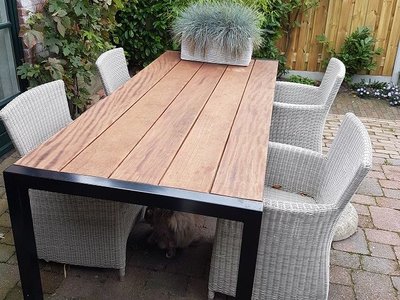 Leugen Op het randje De eigenaar Houten Tuintafel - Buitentafel - Tuinwaardig