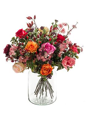 Kunstbloem - Bouquet flame roses
